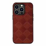 For iPhone 14 Pro Weave Plaid PU Phone Case (Brown)