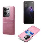 For OPPO Reno8 Pro+ Dual Card Slots Calf Texture PC + PU Phone Case(Pink)