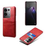 For OPPO Reno8 Pro+ Dual Card Slots Calf Texture PC + PU Phone Case(Red)