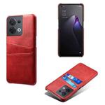 For OPPO Reno8 Dual Card Slots Calf Texture PC + PU Phone Case(Red)