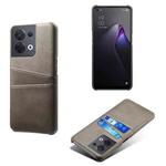 For OPPO Reno8 Dual Card Slots Calf Texture PC + PU Phone Case(Grey)