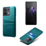 For OPPO Reno8 Dual Card Slots Calf Texture PC + PU Phone Case(Green)