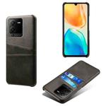 For vivo S15 Dual Card Slots Calf Texture PC + PU Phone Case(Black)