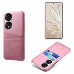 For Honor 70 Pro Dual Card Slots Calf Texture PC + PU Phone Case(Pink)