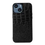 For iPhone 14 Plus Crocodile Top Layer Cowhide Leather Case  (Black)