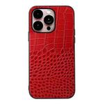 For iPhone 14 Pro Max Crocodile Top Layer Cowhide Leather Case (Red)