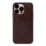 For iPhone 14 Pro Max Crocodile Top Layer Cowhide Leather Case (Coffee)