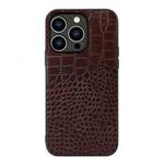 For iPhone 14 Pro Crocodile Top Layer Cowhide Leather Case (Coffee)