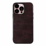 For iPhone 14 Pro Max Genuine Leather Double Color Crazy Horse Phone Case (Coffee)