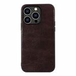 For iPhone 14 Pro Genuine Leather Double Color Crazy Horse Phone Case (Coffee)