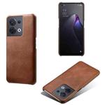 For OPPO Reno8 Calf Texture PC + PU Phone Case(Brown)