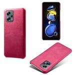 For Xiaomi Redmi Note 11T Pro+ Calf Texture PC + PU Phone Case(Rose Red)