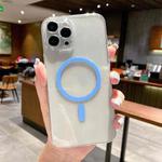 For iPhone 13 Pro MagSafe Magnetic Transparent PC + Glass Lens Film Phone Case (Blue)