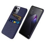 For OPPO Reno8 Pro+ Cloth Texture Card Slot PC+Nylon Phone Case(Blue)