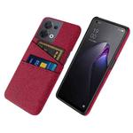 For OPPO Reno8 Cloth Texture Card Slot PC+Nylon Phone Case(Red)