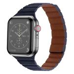 Strong Magnetic Leather Watch Band For Apple Watch Ultra 49mm / Series 8&7 45mm / SE 2&6&SE&5&4 44mm / 3&2&1 42mm(Dark Blue)