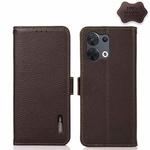 For OPPO Reno8 Pro+ 5G KHAZNEH Side-Magnetic Litchi Genuine Leather RFID Phone Case(Brown)