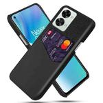 For OnePlus Nord 2T 5G Cloth Texture Card Slot PC + PU Phone Case(Black)