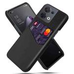 For OPPO Reno8 Cloth Texture Card Slot PC + PU Phone Case(Black)