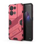 For OPPO Reno8 Pro+ Punk Armor 2 in 1 PC + TPU Shockproof Phone Case with Invisible Holder(Light Red)