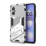 For Xiaomi Poco M4 5G Punk Armor 2 in 1 PC + TPU Shockproof Phone Case with Invisible Holder(White)