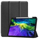 For iPad Pro 11 inch 2020 Fabric Denim TPU Smart Tablet Leather Tablet Case with Sleep Function & Tri-Fold Bracket & Pen Slot(Black)