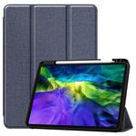 Fabric Denim TPU Smart Tablet Leather Tablet Case with Sleep Function & Tri-Fold Bracket & Pen Slot(Blue)