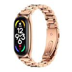 For Xiaomi Mi Band 7 / 7 NFC MIJOBS Three-Bead Metal Plus Stainless Steel Watch Band(Rose Gold)