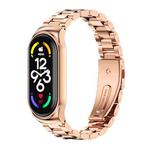 For Xiaomi Mi Band 7 / 7 NFC MIJOBS CS Three-Bead Metal Stainless Steel Watch Band(Rose Gold)