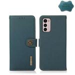 For Motorola Moto G42 KHAZNEH Custer Genuine Leather RFID Phone Case(Green)