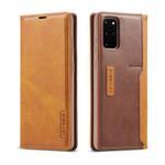 For Galaxy S20 LC.IMEEKE LC-001 Series PU + TPU Color Matching Frosted Horizontal Flip Leather Case with Holder & Card Slot(Yellow)