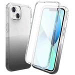 For iPhone 14 Full Body Shockproof Clear Gradient Phone Case (Black)