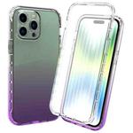 For iPhone 14 Pro Max Full Body Shockproof Clear Gradient Phone Case (Purple)