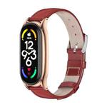 For Xiaomi Mi Band 7 / 7 NFC MIJOBS Plus Genuine Leather Watch Band(Red Rose Gold)
