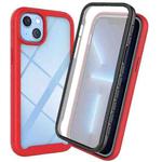 For iPhone 14 Starry Sky Full Body Hybrid Shockproof Phone Case (Red)