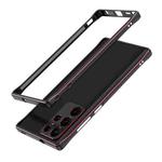 For Samsung Galaxy S22 Ultra Aurora Series Lens Protector + Metal Frame Protective Phone Case(Black Red)