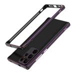 For Samsung Galaxy S22 Ultra Aurora Series Lens Protector + Metal Frame Protective Phone Case(Black Purple)