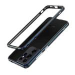 For Samsung Galaxy S21 Ultra Aurora Series Lens Protector + Metal Frame Protective Phone Case(Black Blue)