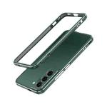 For Samsung Galaxy S22 5G Aurora Series Lens Protector + Metal Frame Protective Phone Case(Green Silver)