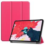 For iPad Pro 11 inch 2020 Custer Texture Smart PU Leather Tablet Case with Sleep / Wake-up Function & 3-Fold Holder(Rose Red)