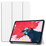 For iPad Pro 11 inch 2020 Custer Texture Smart PU Leather Tablet Case with Sleep / Wake-up Function & 3-Fold Holder(White)