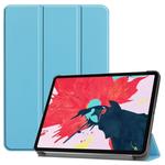 For iPad Pro 11 inch 2020 Custer Texture Smart PU Leather Tablet Case with Sleep / Wake-up Function & 3-Fold Holder(Sky Blue)