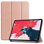 For iPad Pro 11 inch 2020 Custer Texture Smart PU Leather Tablet Case with Sleep / Wake-up Function & 3-Fold Holder(Rose Gold)