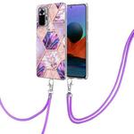 For Xiaomi Redmi Note 10 Pro Max/Note 10 pro Electroplating Splicing Marble TPU Phone Case with Lanyard(Light Purple)