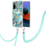 For Xiaomi Redmi Note 10 Pro/Note 10 pro Max Electroplating Splicing Marble TPU Phone Case with Lanyard(Blue)
