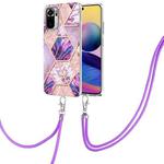 For Xiaomi Redmi Note 10s/Note 10 4G Electroplating Splicing Marble TPU Phone Case with Lanyard(Light Purple)