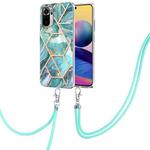 For Xiaomi Redmi Note 10s/Note 10 4G Electroplating Splicing Marble TPU Phone Case with Lanyard(Blue)
