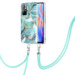 For Xiaomi Redmi Note 11 5G China/Poco M4 Pro 5G/Note 11T 5G India Electroplating Splicing Marble TPU Phone Case with Lanyard(Blue)
