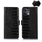 For OPPO Reno8 Crocodile Top Layer Cowhide Leather Phone Case(Black)