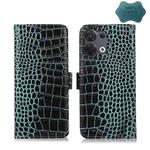 For OPPO Reno8 Crocodile Top Layer Cowhide Leather Phone Case(Green)